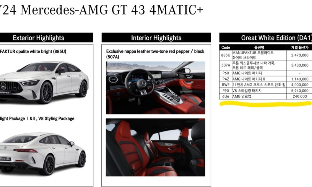 Mercedes-Benz AMG GT 4 43 4MATIC+ Great White, 2024